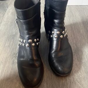 Black Italian leather booties